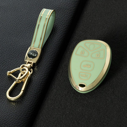 CEP2T1 Green-Gold Plating Car Key Cover Case for Chevrolet 5 Button