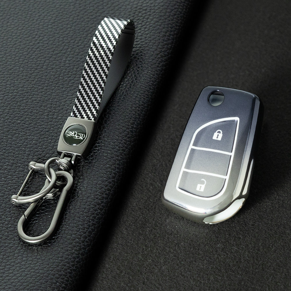 TOA2T1 Gradient Gray Car Key Cover TPU Soft Cover Key Cases Suitable for toyota Carola Highlander New Reith RAV4 Car Key Cover