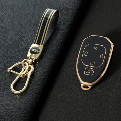 TRE2T1 Black-Gold Plating TPU Car Key Cover Fob for GAC Trumpchi GS7 GS8 GM8 GS5 GA6 GM6