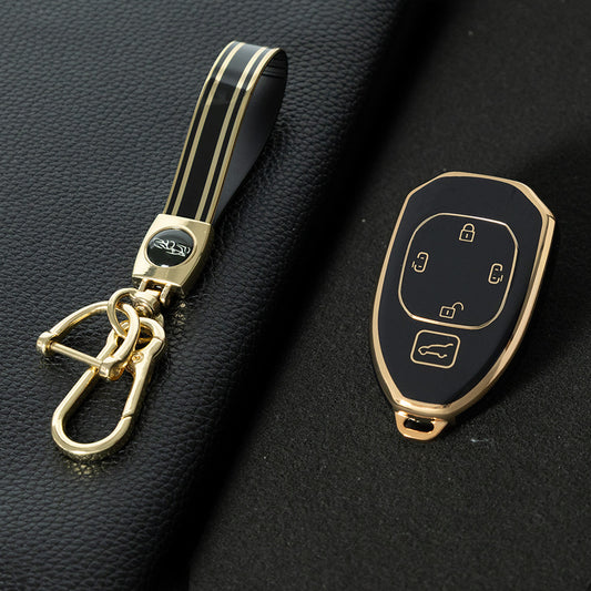 TRE2T1 Black-Gold Plating TPU Car Key Cover Fob for GAC Trumpchi GS7 GS8 GM8 GS5 GA6 GM6