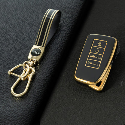 LEA7T1 Black-Gold Plating TPU Car Key Case Cover 2014-Up Lexus RX IS ES GS LS NX RS GX LX RC LC