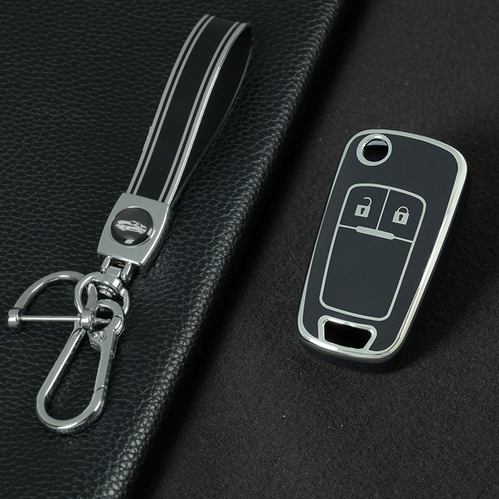 BUE4T1 Black-Silver Plating TPU Car Key Case Cover for Chevrolet Malibu Buick Excelle XT GT Lacrosse Encore