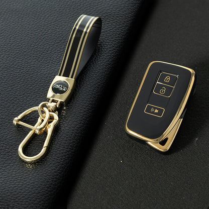 LEA5T1 Black-Gold Plating TPU Car Key Case Cover for Lexus 2018-2024 ES200 ES350 LC500 LS500 UX200 ES300h GX460 RX350h NX450 Class