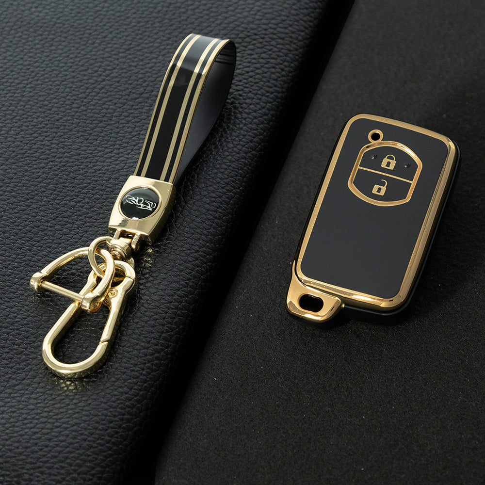 TOG2T1 Black-Gold Plating Car Key Cover Soft TPU Car Key Case Cover for Toyota Camry Highlander Crown Prado Land Cruiser Vitz Prius Corolla Accessories