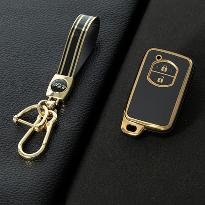TOG2T1 Black-Gold Plating Car Key Cover Soft TPU Car Key Case Cover for Toyota Camry Highlander Crown Prado Land Cruiser Vitz Prius Corolla Accessories