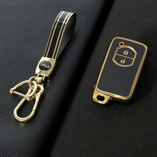 TOG2T1 Black-Gold Plating Car Key Cover Soft TPU Car Key Case Cover for Toyota Camry Highlander Crown Prado Land Cruiser Vitz Prius Corolla Accessories