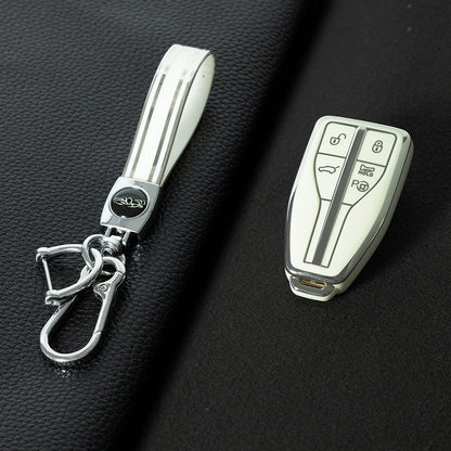 HNA3T1 White-Silver Plating TPU Car Key Case Cover for Hong Qi HS5 HS3 HS7 H5 H9 H6 All New Waterproof Auto Accessory Premium Quality New Design