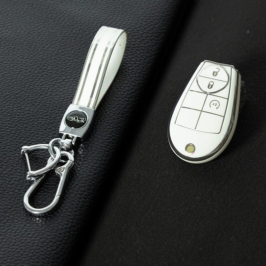 JEC3T1 White-Silver Plating TPU Car Key Cover Case for Dodge Challenger Charger Magnum Journey Ram Jeep Commander Grand Cherokee Chrysler 300
