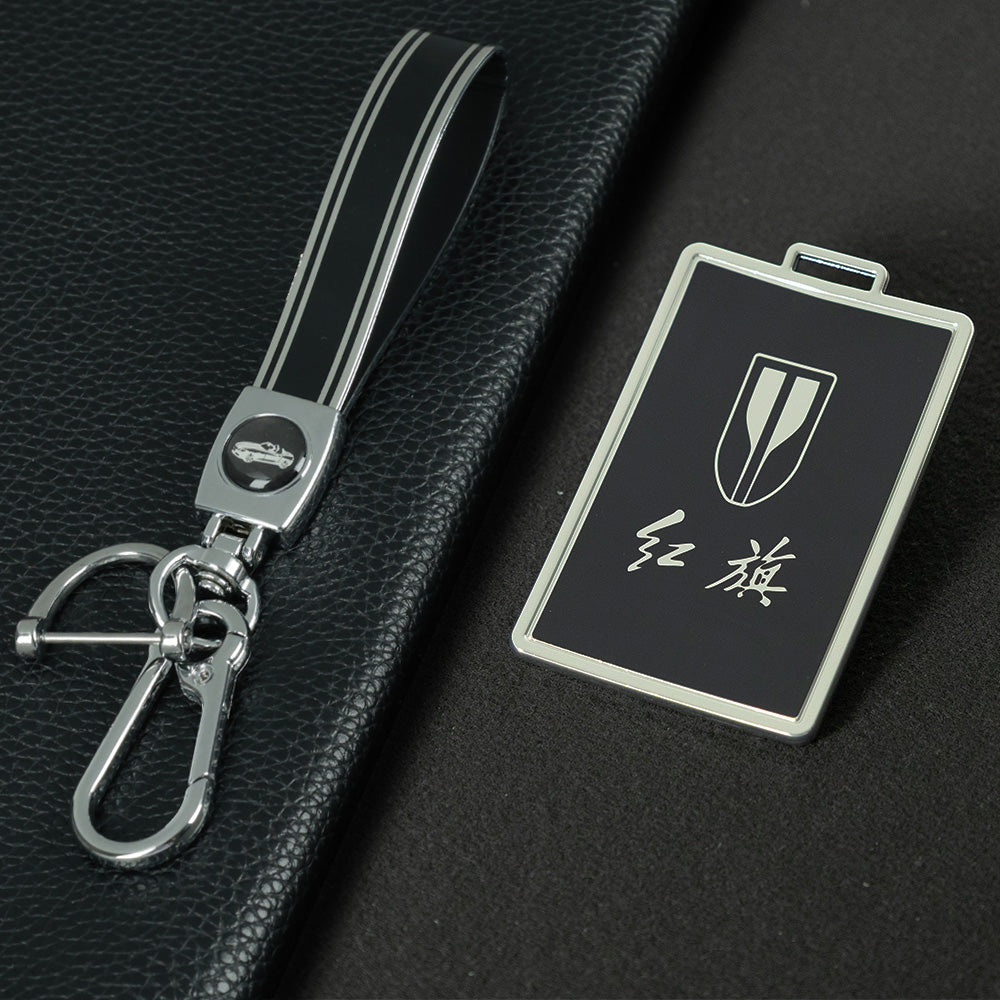 HNE1T1 Black-Silver Plating TPU Car Key Case Cover Applicable to Hongqi H5 card key cover, 23 models, H9, HS7, H7 buckle, EQM5E-HS3