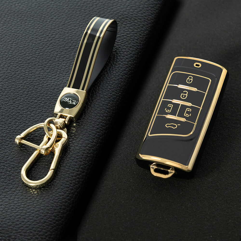 TRA3T1 Black-Gold Plating TPU Car Key Case Cover for Trumpchi GA4/8/6 GS3/GS5/4COUPE/GS8 M6 M8