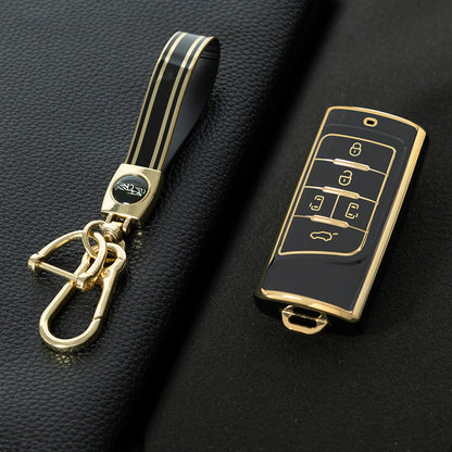 TRA3T1 Black-Gold Plating TPU Car Key Case Cover for Trumpchi GA4/8/6 GS3/GS5/4COUPE/GS8 M6 M8