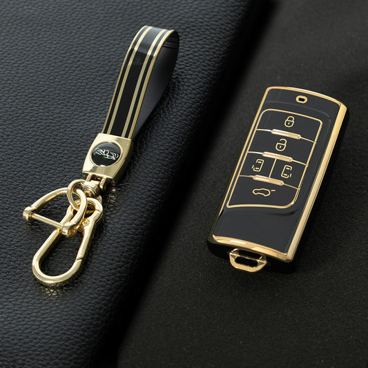 TRA3T1 Black-Gold Plating TPU Car Key Case Cover for Trumpchi GA4/8/6 GS3/GS5/4COUPE/GS8 M6 M8