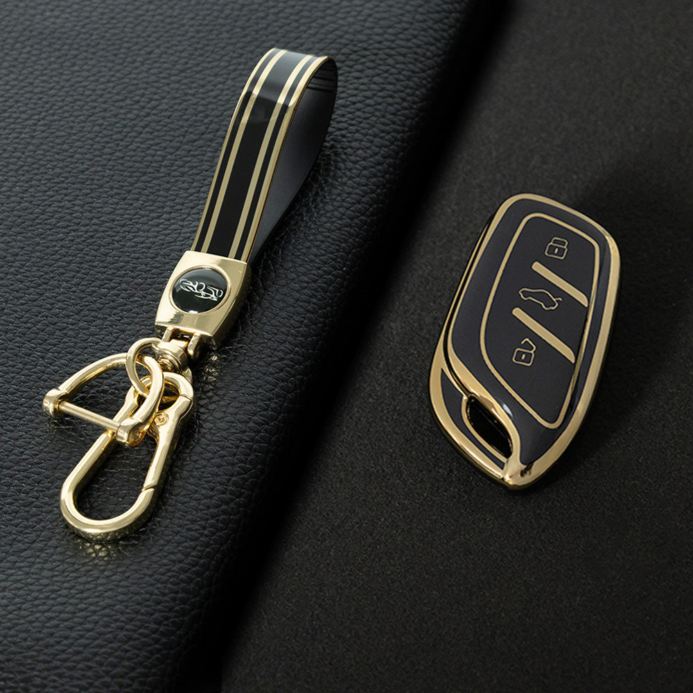 ROB1T1 Black-Gold Plating Car Key Cover For Roewe RX5 MG ZS GT GS 350 360 750 W5 Class Accessories Soft TPU Protection Car Case Shell