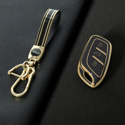 ROB1T1 Black-Gold Plating Car Key Cover For Roewe RX5 MG ZS GT GS 350 360 750 W5 Class Accessories Soft TPU Protection Car Case Shell