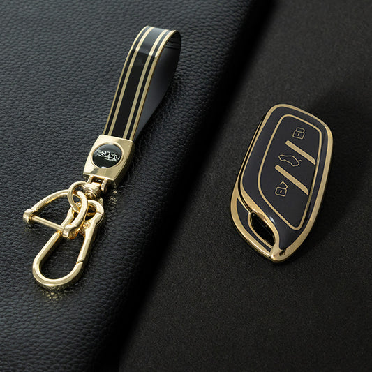 ROB1T1 Black-Gold Plating Car Key Cover For Roewe RX5 MG ZS GT GS 350 360 750 W5 Class Accessories Soft TPU Protection Car Case Shell