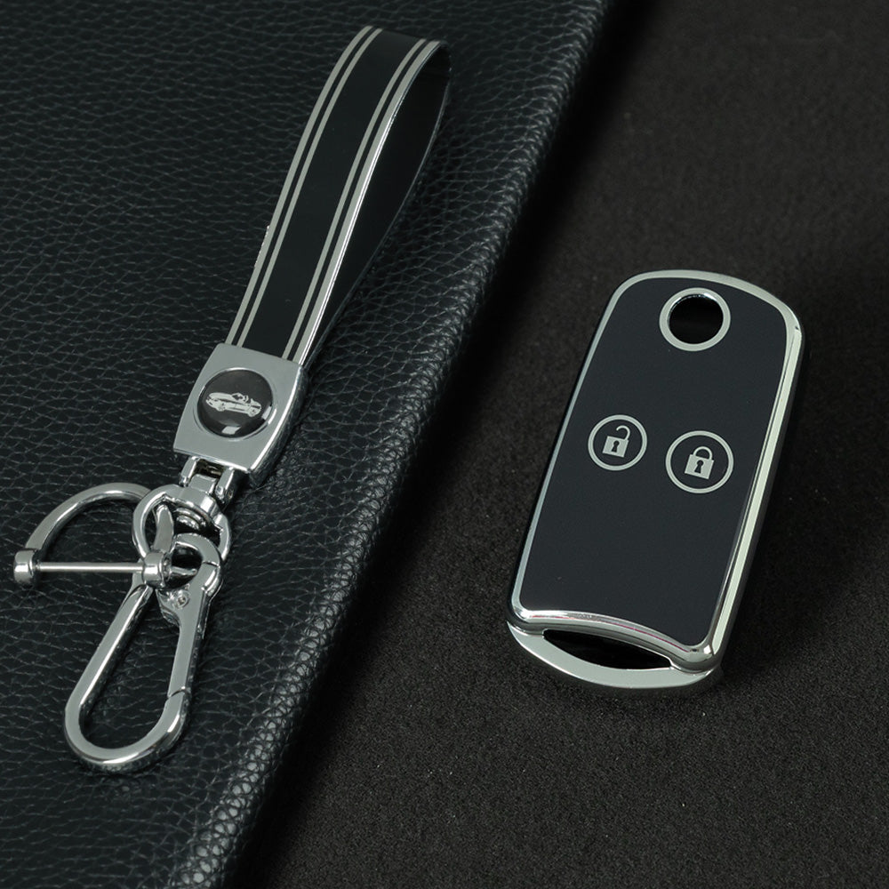 HOE2T1 Black-Silver Plating TPU Car Key Case Cover for Honda for Acura TL TSX ZDX RSX 2 Button