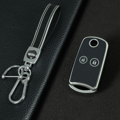 HOE2T1 Black-Silver Plating TPU Car Key Case Cover for Honda for Acura TL TSX ZDX RSX 2 Button