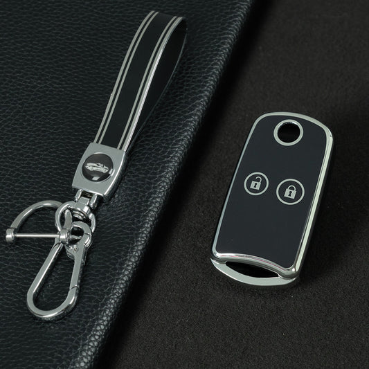 HOE2T1 Black-Silver Plating TPU Car Key Case Cover for Honda for Acura TL TSX ZDX RSX 2 Button