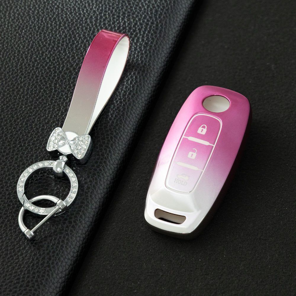 NIA2T1 Gradient Pink TPU Car Key Cover Car Key Case for Nissan Altima Murano Sentra Rogue Armada Pathfinder Infiniti FX35
