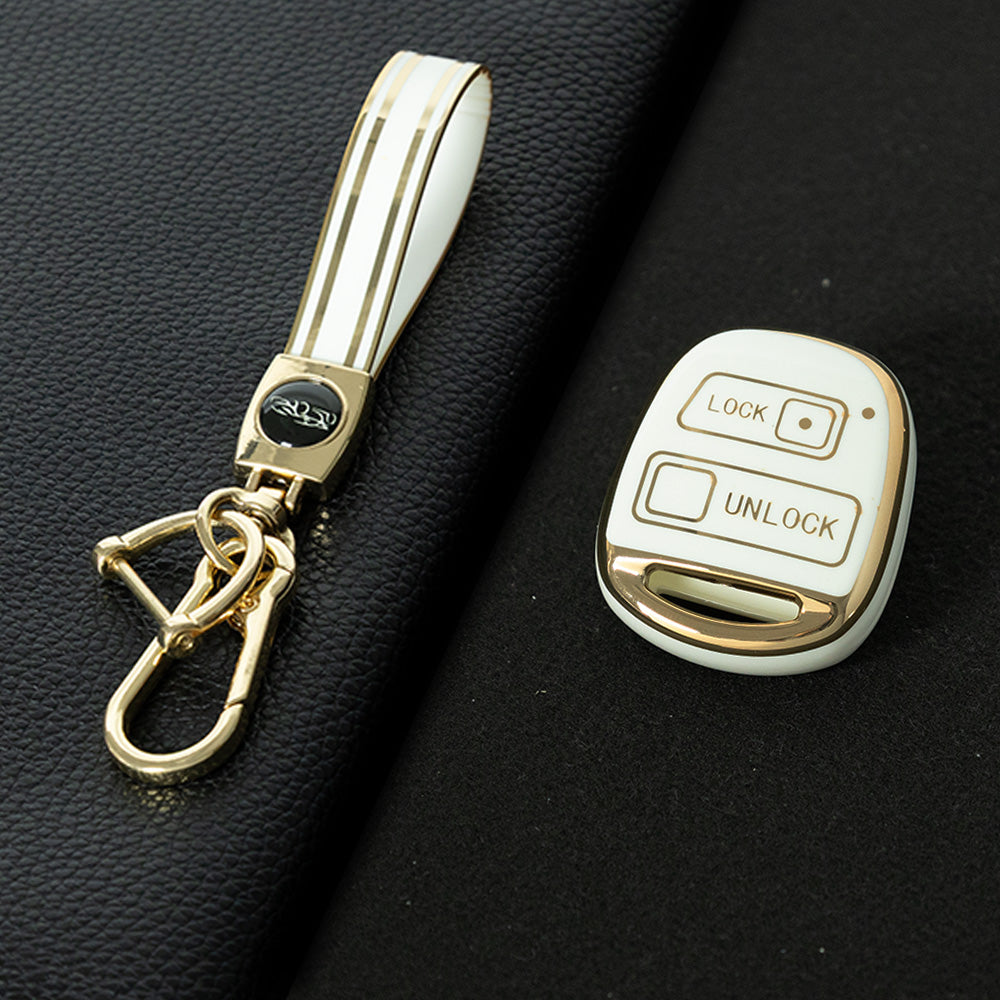 TON2T1 White-Gold Plating TPU Car Key Case Cover for TOYOTA CAMRY RAV4 Corolla PRADO YARIS Tarago for LEXUS