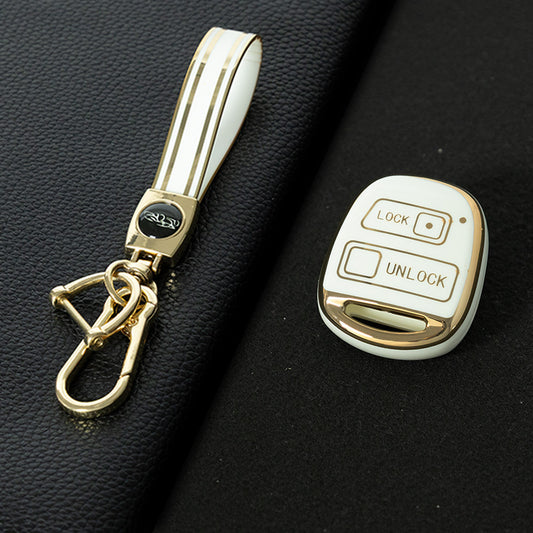 TON2T1 White-Gold Plating TPU Car Key Case Cover for TOYOTA CAMRY RAV4 Corolla PRADO YARIS Tarago for LEXUS
