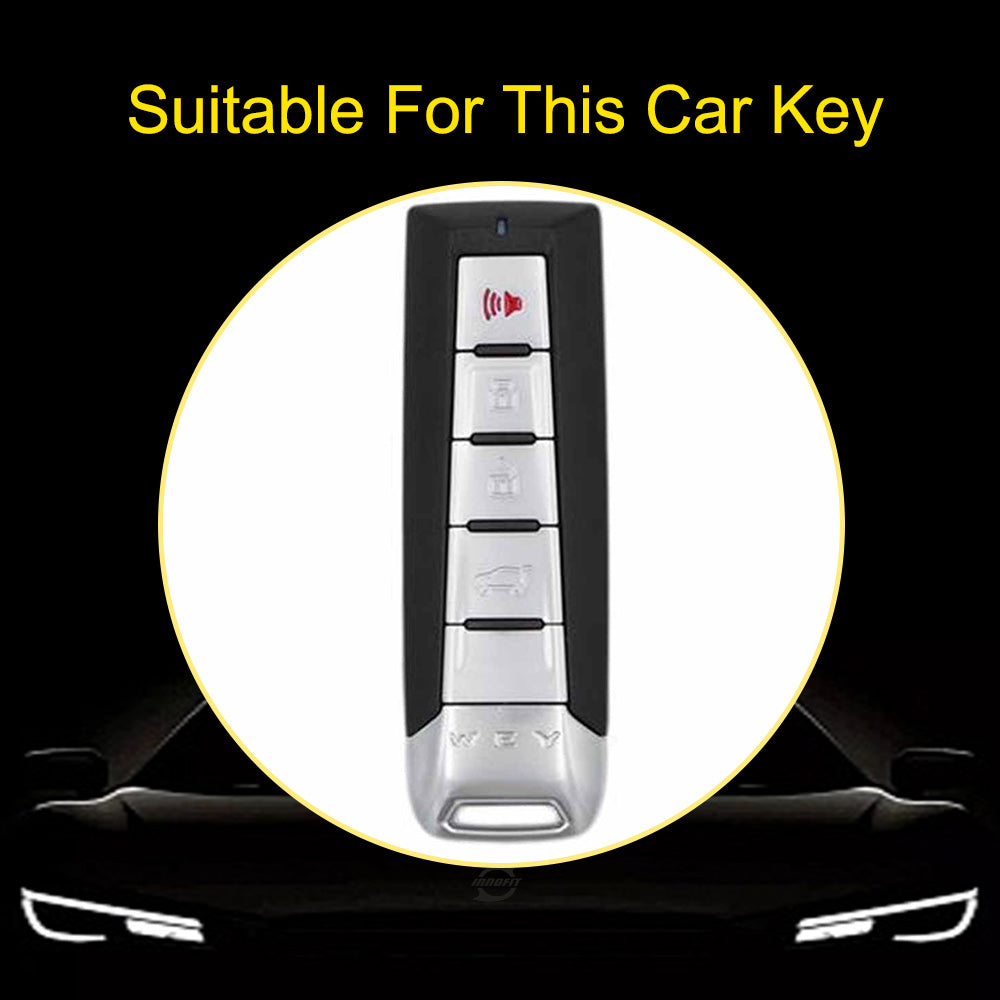WYA1T1 Black-Silver Plating TPU Car Key Case Cover Shell for WEY VV5 VV6 VV7 P8 Latte Mocha DHT-PHEV Blue Mountain