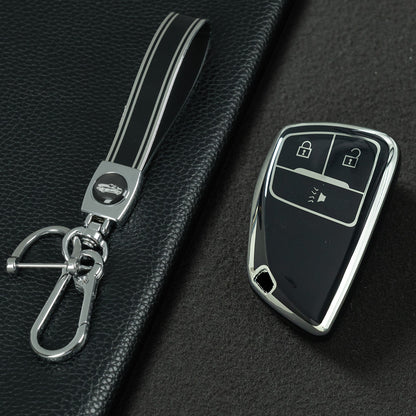 CEV1T1 Black-Silver Plating Tpu Car Key Case Fob Cover Shell for Chevrolet Tahoe Suburban for GMC Yukon for Buick ENVISION S Plus Avenir 2020 2021 2022 2023