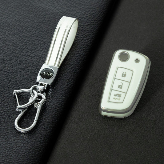 NIC1T1 White-Silver Plating Car Key Cover Soft TPU Car Remote Key Case Cover Shell for Nissan X-Trail Qashqai J11 Juke Murano Micra Tiida Maxima Altima Kicks Accessories