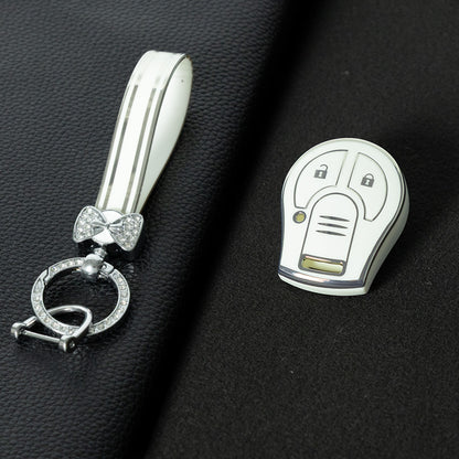 NIE2T1 White-Silver Plating TPU Car Key Cover for Nissan Sylphy MARCH TIIDA X-TRAIL Qashqai KICKS SUNNY
