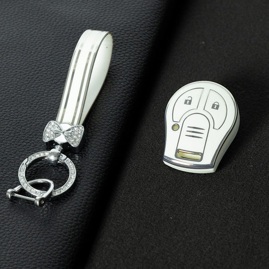 NIE2T1 White-Silver Plating TPU Car Key Cover for Nissan Sylphy MARCH TIIDA X-TRAIL Qashqai KICKS SUNNY