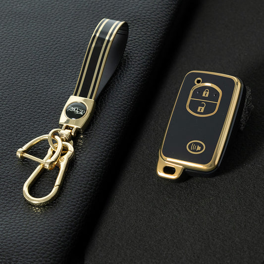 TOG3T1 Black-Gold Plating Soft TPU Car Key Case Cover for Toyota Camry Highlander Crown Prado Land Cruiser Vitz Prius Corolla Accessories