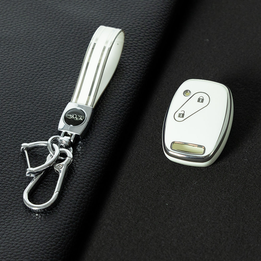HON2T1 White-Silver Plating 2Buttons Car Remote Key Case Cover Shell Fob for Honda Freed Freed Pilot StepWGN Insight Fit CIVIC JAZZ Pilot Accord CR-V