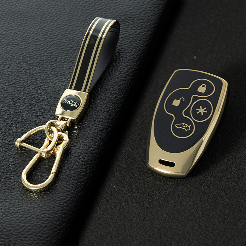UNZ1T1 Black-Gold Plating TPU Car Key Case Cover for Universal Refit Llave Creative Anti Fall Wear Resisting Auto Accessory