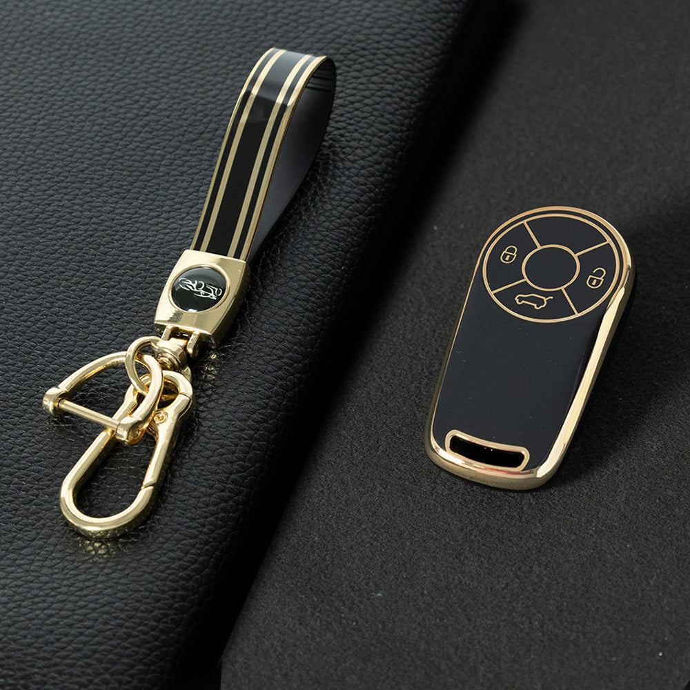 ORA1T1 Black-Gold Plating TPU Car Key Case Cover for ORA Es11 Good Cat R1 R2 Baimao IQ5 EV