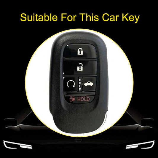 HOB6T1 Black-Silver Plating Car Key Cover For Honda Civic 11th Gen Accord Vezel Freed Pilot CRV 5 Buttons Car Remote Key Case Cover Protector Accessories