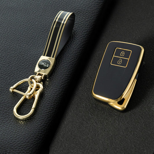 LEA2T1 Black-Gold Plating TPU Car Key Case Cover for LEXUS ES200 RX200T IS CT GS NX200 RX300 LX
