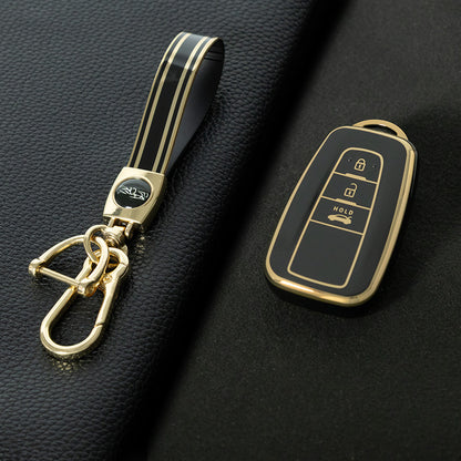 TOB1T1 Black-Gold Plating Car Key Cover For Toyota Rav4 Corolla CHR Verso Hilux Chaveiro Keyless Bag Car Accessories Key Cover TPU