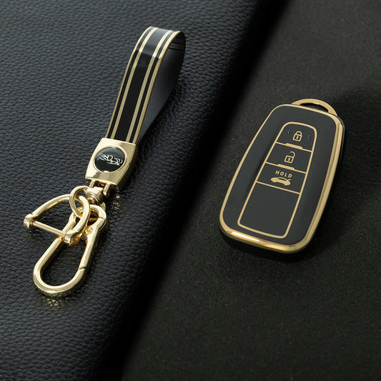 TOB1T1 Black-Gold Plating Car Key Cover For Toyota Rav4 Corolla CHR Verso Hilux Chaveiro Keyless Bag Car Accessories Key Cover TPU