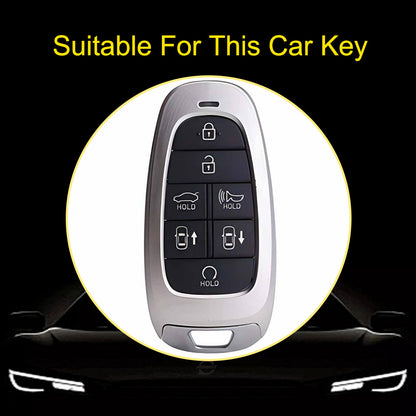 HYE4T1 White-Gold Plating 7 Buttons TPU Car Smart Key Case Cover for Hyundai Tucson Solaris Sonata Hybrid NEXO NX4 Santafe Dn8 2020 - 2023 Accessories