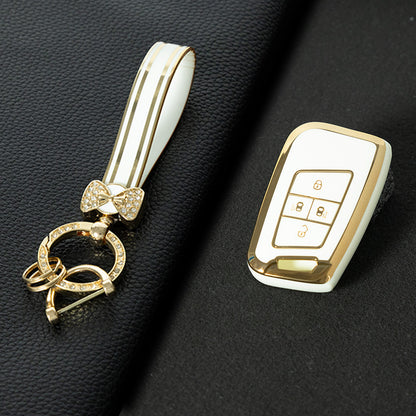 VOD3T1 White-Gold Plating TPU Car Key Case for VW Golf Tiguan Passat Lavida Jetta Bora Beetle Magotan Sagitar Santana Sharan