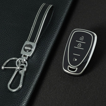 CEA1T1 Black-Silver Plating New Soft TPU Car Key Case Cover for Chevrolet Chevy Malibu Camaro Cruze Traverse Sonic Volt Bolt Equinox