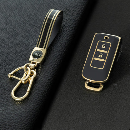 MIA2T1 Black-Gold Plating TPU Car Key  Cover for Mitsubishi Outlander/ASX/Lancer/Eclipse Cross/Pajero