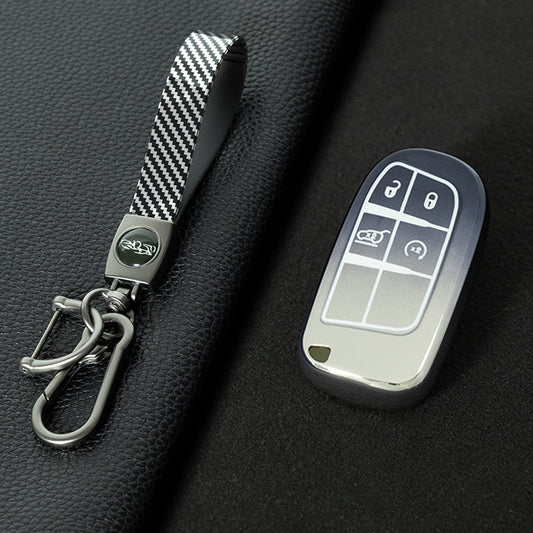 JEA3T1 Gradient Gray TPU Car Key Case Cover Shell for Jeep Renegade Compass Grand Cherokee Chrysler 300C Wrangler Dodge Ram Charger Challenger