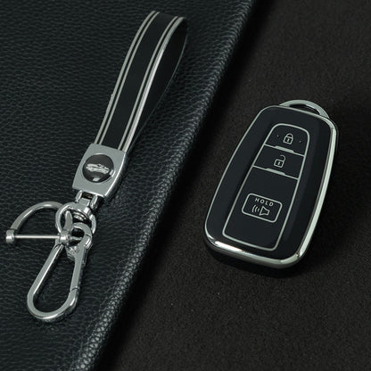 TOB3T1 Black-Silver Plating Key case for Toyota Key Shells Noah 80/Voxy 80/Harrier 60/Esquaire/New Sienta Car Key Case TPU Protect Cover Carkey Shells