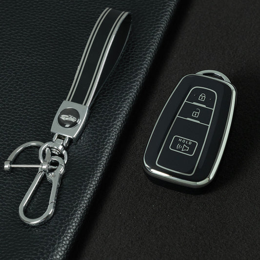 TOB3T1 Black-Silver Plating Key case for Toyota Key Shells Noah 80/Voxy 80/Harrier 60/Esquaire/New Sienta Car Key Case TPU Protect Cover Carkey Shells