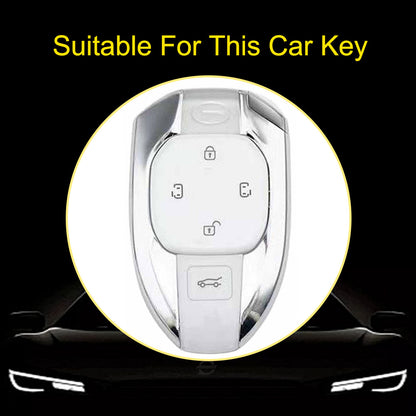 TRE2T1 White-Silver Plating TPU Car Key Cover Fob for GAC Trumpchi GS7 GS8 GM8 GS5 GA6 GM6