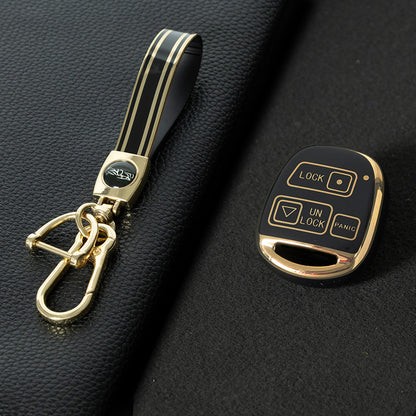 TON3T1 Black-Gold Plating TPU Car Key Case for TOYOTA CAMRY RAV4 Corolla PRADO YARIS Tarago for LEXUS