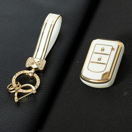 MIG2T1 White-Gold Plating TPU Car Key  Cover for Mitsubishi Kit Mitsubishi Outlander ASX Lansergo Lansergo Lansergo Pajero Yige