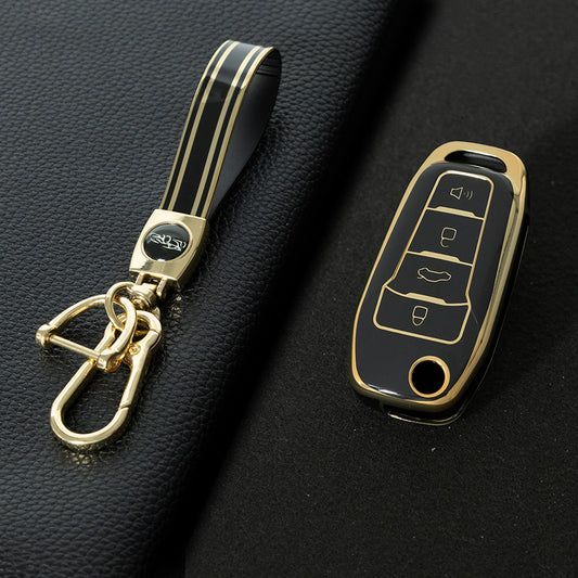 FOA7T1 Black-Gold Plating Car Key Cover for Ford Fusion Fiesta Escort Mondeo Everest Ranger