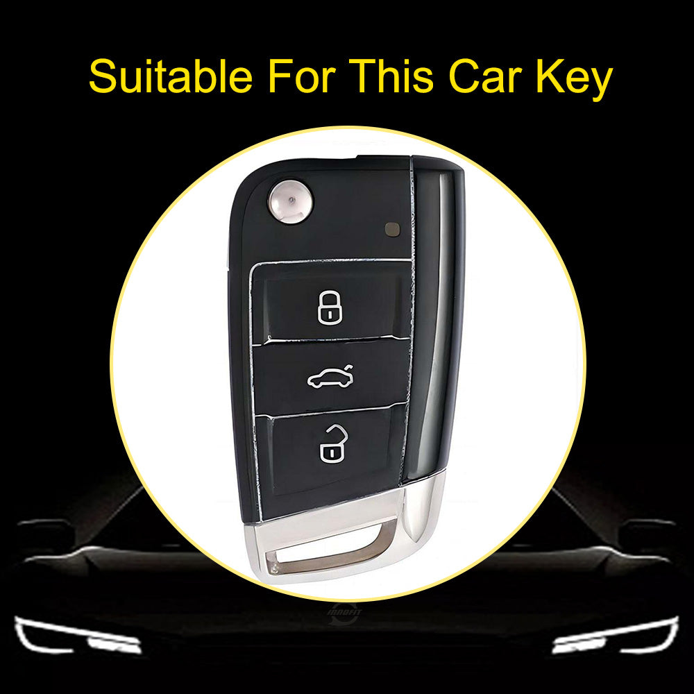 VOL1T1 Black-Silver Plating TPU Car Key Case for Volkswagen's Old Passat